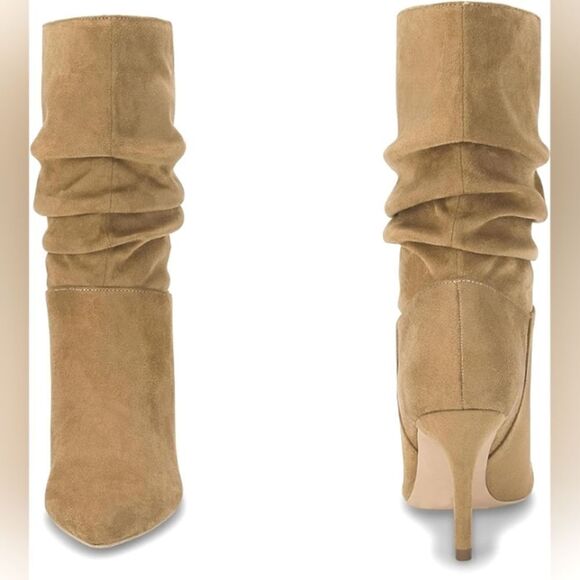 (20-3477) Coutgo Women's Mid Calf Slouchy Boots Suede High Heel Sz 6 - Picture 4 of 9